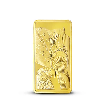 1oz Kip Svobode Gold Silver Plated Bar Zbirko plemenitih kovin, Spominki Zbirateljskih Kovancev