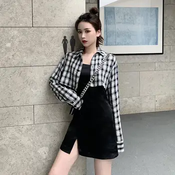 2019 nove jesensko ženske dvodelne zgodaj jeseni obleko pasu je tanka, temperament dolgo sleeved krilo študent korejski ženski