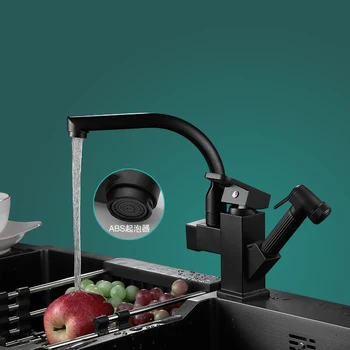 2021 Doma za Izboljšanje Black Baker Kuhinja Pull-out Pipo, Hladno In Vroče Dual-namen Gospodinjskih Umivalnik Keramični Ploščici Spool 360
