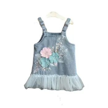 2022 Malčka Dekleta Traper Trak Obleko Pomlad Jesen Baby Dekle Zanko Kavbojke Obleke Otrok v korejskem Slogu Otroci Oblačila 2 3 4 5 6 7Y