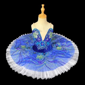 2022 Novo modro Strokovno Balet Tutu Obleko Dekle Ples Kostum za Otroka Uspešnosti Ballerinas Tutu Otroci Otrok Pustno Obleko