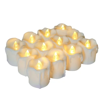 24Pcs/Set Kremasto Bele LED Rojstni dan Elektronska Sveča Čaj Luči Simulacije Brezplamensko Utripajoča Svetloba Sveče