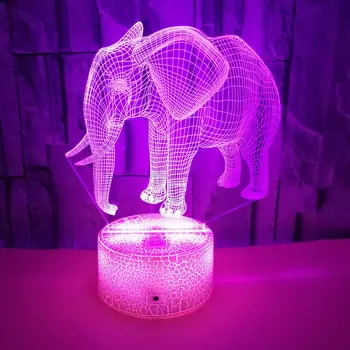 3D Noč Luči Akril namizne Svetilke Slon Slika za Sobi Doma Dekor Pisane lučke LED za Rojstni dan Božična Darila za Otroke Baby