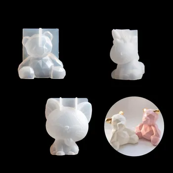 3D Silikonsko Plesni Geometrijo Stereo Medved in Jelen Mačka Živali DIY Plesni Ornament Plesni Torto Dekoracijo Orodja