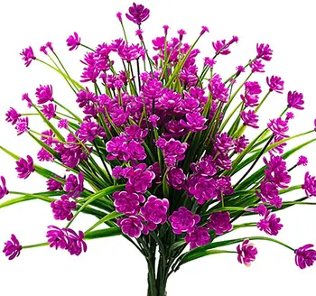 4 Kos Umetno Cvetje Ponaredek Prostem Rastline Umetno UV Odporen Plastični Cvet Grmičevje Zaprtih Zunaj Viseči Okraski (Fushia)