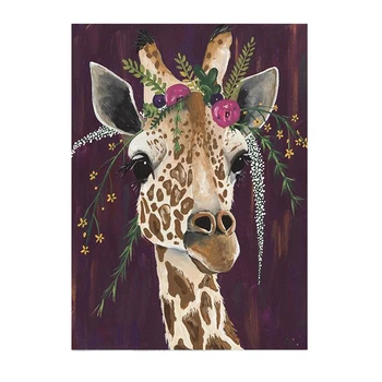 5D pintura de diamante redondo živali jirafa bordado de diamantes punto de cruz mosaico decoración del hogar