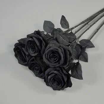 5pcs/Veliko Veliko Black Rose zlato Umetno Cvetje noč Čarovnic, Božič Stranka Dekor Ročno Okrašena Rose DIY Doma 