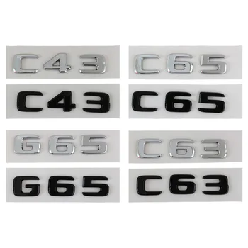 ABS Sijajni Črni 3D Chrome Črke Za Avtomobili Prtljažnik Emblem Značko Logotip Mercedes C43 C63 AMG Nalepke W204 W205 W203 Dodatki