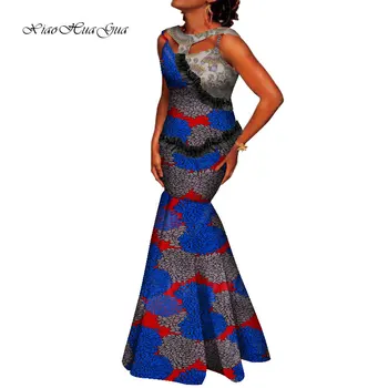Afriške Obleke za Ženske Stranka Večer Afriške Vosek Tiskanja Dolga Obleka Modna Oblačila za Ženske 2021 Novo Ankara Slog WY9039