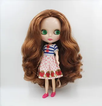 Blygirl,Blyth lutka,Rjave kodraste lase, normalne telesne, 7 sklepov, 1/6 lutka, 30 cm, primerna za spreminjanje ličila, lahko spremenite telo
