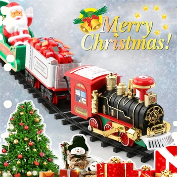 Božični Vlak Igrače, Električni Christmas Tree Okraski Vlak Okvir Tira Železniške Avto z Sound&Light Rail Avto Božična Darila