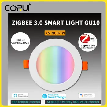 CoRui Tuya Smart Led svetilka Downlight RGB 7W Vgradne Stropne Luči Glasovni Nadzor 3,5-Palčni Delo Z Zigbee 3.0 Alexa googlova Domača stran