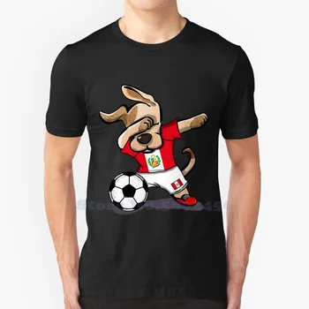 Dabbing Pes Peru Nogomet Fans Jersey Perujski Zastavo Nogomet Visoko Kakovostni T-Shirt