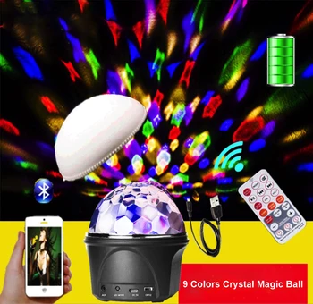 Dve Audio Način Bluetooth Zvočnik 9 Barvah LED Crystal Magic Disco DJ Doma Žogo Stranka Svetlobe Žarnice z Daljinskim upravljalnikom