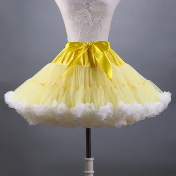 FOLOBE Parka Rumena Til Krilo Letnik Tutu Krila Ženske Kopalke Balet Ples Mini Lolita Petticoat faldas de Mujer Saias TT004