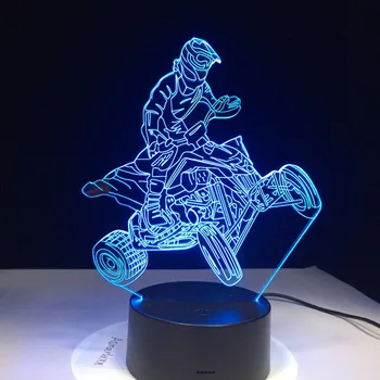 Gorsko Štirih kolesih motorno kolo, 7 Barv Svetlobe za Dom Dekoracija Žarnice Vizualizacija Optični Lahka 3D LED Nočna Lučka Dinamično