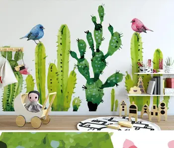 Kaktusov Ozadje 3D Steno stensko HD za Otroke, Soba Wall Art Dekor po Meri Kaktus Foto Zidana Ozadje Cvet Platno Fotografij