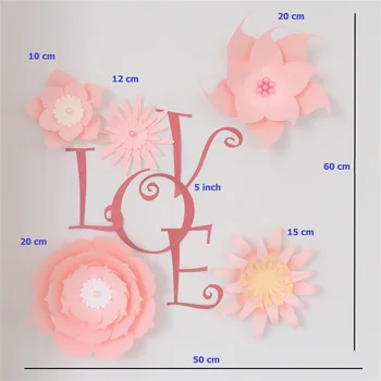 Kartona Baby Roza Fleur DIY papirnate Rože Pismo Komplet 4 Vrtec Steno Deco Baby Tuš Dekleta Soba Rojstni dan Ozadje
