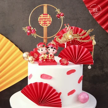 Kitajski Svate Torto Pokrivalo Okraski Happpy Rojstni Zlato Žogo Ljubezen Nekaj Lutka Sladica Cupcake Pecilni Dobave
