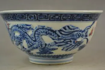 Lepe Kitajski Handwork Modre in Bele Porcelanaste Rjoveč Lev Exorcism Skledo