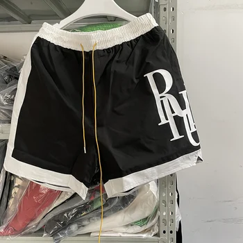 Moda High Street Preplete Strani Logotip Moških New York Omejeno RHUDE Hlače Rhude dokolenske hlače (Pumparice)