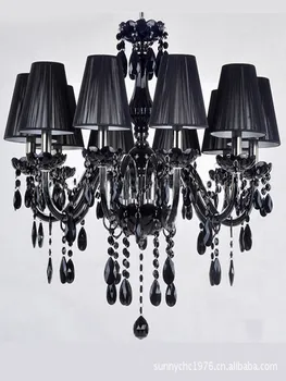 Moderno črno lampshade black crystal sveče žarnice dnevna soba, spalnica hotelski restavraciji luči brezplačna dostava