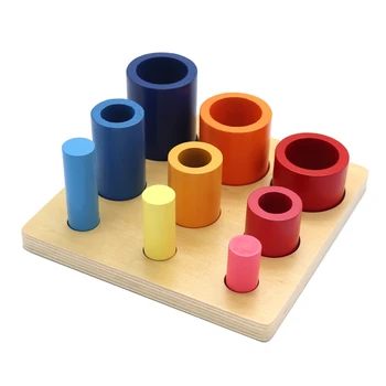 Montessori Izobraževalne Lesene Igrače Krogi, Cilindri Sortiranje Blok za Otroke Barve Cognize Predšolsko Učenje, Izobraževanje Igre