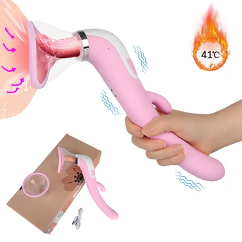 Muca Dildo Vibratorji igrače za odrasle Vagina Nastavek Bedak Lizanje Klitoris Stimulacije Ogrevanje Vibratorji za Ženske Intimno Blaga