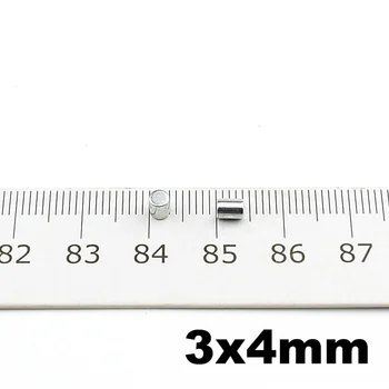 NdFeB Mini Majhen N42 Magnet Valj Dia. 3x4 mm Neodymium Senzor Magnet Stalno Super Močan Magnet 100 kozarcev