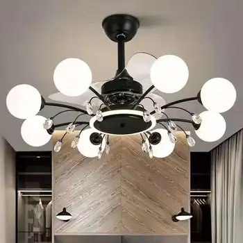 Nordijska fan lučka dnevna soba svetlobno razkošje čarobni fižol molekule fan lestenec, jedilnica gospodinjstva vgrajene tmall Genie strop