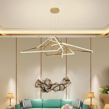 Nordijska razkošje svetlobe LED poligonske dnevna soba lestenec razsvetljavo moderne spalnice zlati jedilnico lestenec dekorativne luči
