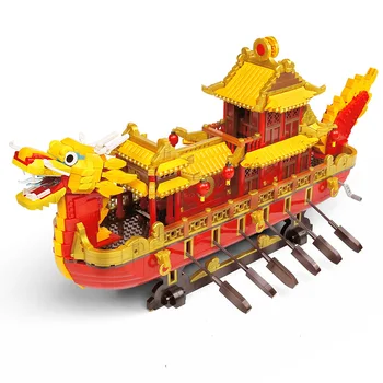 Novo Royal Zmaj Ladje Kantonščini Jadrnica XB25002 Stavbe, Bloki, Opeke Kitajski Stari Slog Igrače za Otroke Božična Darila