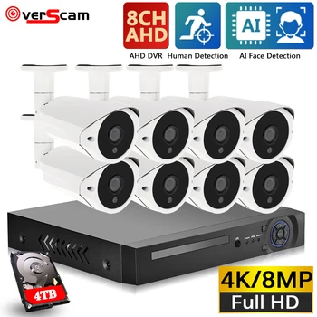 Overscam 8MP Video Nadzor Kit 4K HD DVR CCTV Sistema Za Home Security 8.0 MP Prostem AHD Kamere za Video Nadzor, Nastavite P2P