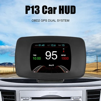 P13 Glavo Gor Zaslon Smart Avto HUD Meter Auto Display OBD2 GPS, Digitalni Števec, Temperatura Vode Napetost Varnostni Alarm
