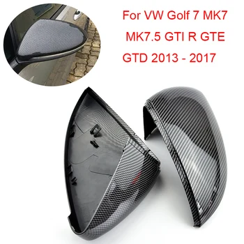 Par Strani Ogledalo Zajema Kape Rearview Mirror Primeru Zajema Black / Ogljikovih Vlaken Za VW Golf 7 MK7 MK7.5 GTI R GTE GTD 2013 - 2017