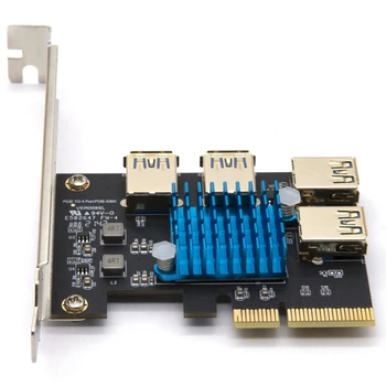 PCIE 1 do 4 Extender PCI-E PCI-E Adapter 1 Obrnite 4 PCI-Express Slot 4X na 1X USB 3.0 Riser Multiplikator Kartico Pretvornik