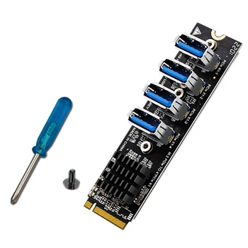 PCIe Riser Card 4 Vstajajo V 1 PCI Kartica 4-port PCI-E X1 Adapter Modul Za Okna XP, Vista 1 Do 4 Širitev Odbor Dual Core