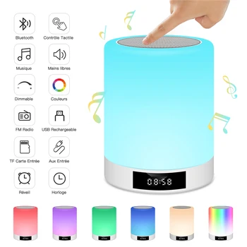 Polnilna Smart LED Touch Kontrole Noč Lahka, Prenosna Lučka za Zatemniti RGB Barvni Spremeni Noč Svetlobe z Bluetooth Zvočnik