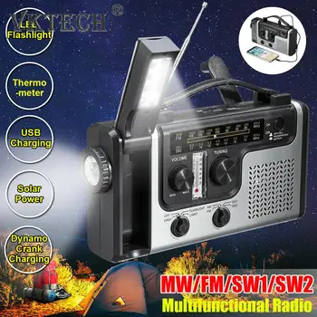 Prenosni Solarni Pogon Strani Prižge Radio AM FM SW1 SW2 Multi-band Radijska Večnamenske na Prostem v Sili Radijskih Starejših Razsvetljavo