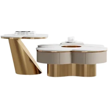 Razkošje svetlobe Kamnito Ploščo mizico Villa Dnevna Soba Domov Velikost okroglo mizico Kombinacija Mini Modernih Preprost Slog Oblikovanja