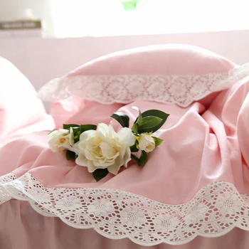 Roza čipke posteljnina določa dekle,princesa fairyfair elegantno twin polno kralj kraljica bedclothes bombaž bedspread prevleke rjuhe kritje