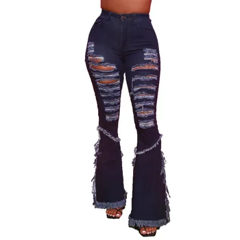 Skinny Jeans za Ženske Stretch Raztrgala Traper Hlače Slim Fit Stiski Bootcut Jean