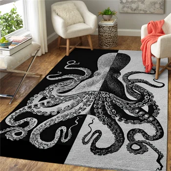 Smešno Hobotnica Mehko Flanela Lev 3D Tiskanih Odeje Mat Odeje Anti-slip Veliko Preprogo Preprogo Doma Dekoracijo