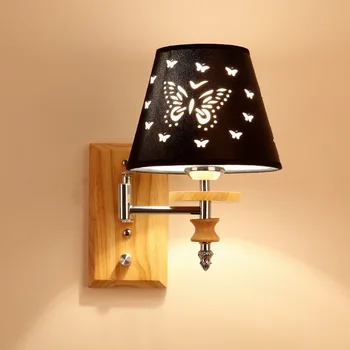 Sodobna preprosta stenska svetilka iz masivnega lesa spalnica led bralna svetilka moda Koridor Hotel tkanine postelji svetilko