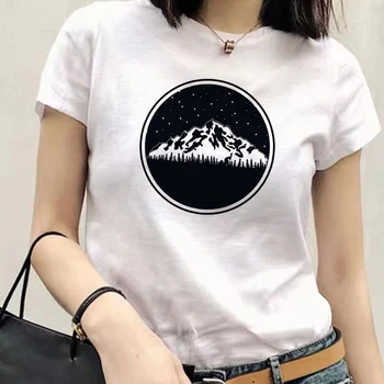 Ženske T-shirt Grafika, Risanke, Zvezdnato Nebo Kratek Rokav Lepe Dame Harajuku Prodajo Graphic Tee Vrh Ženske O-Vratu T-Shirt